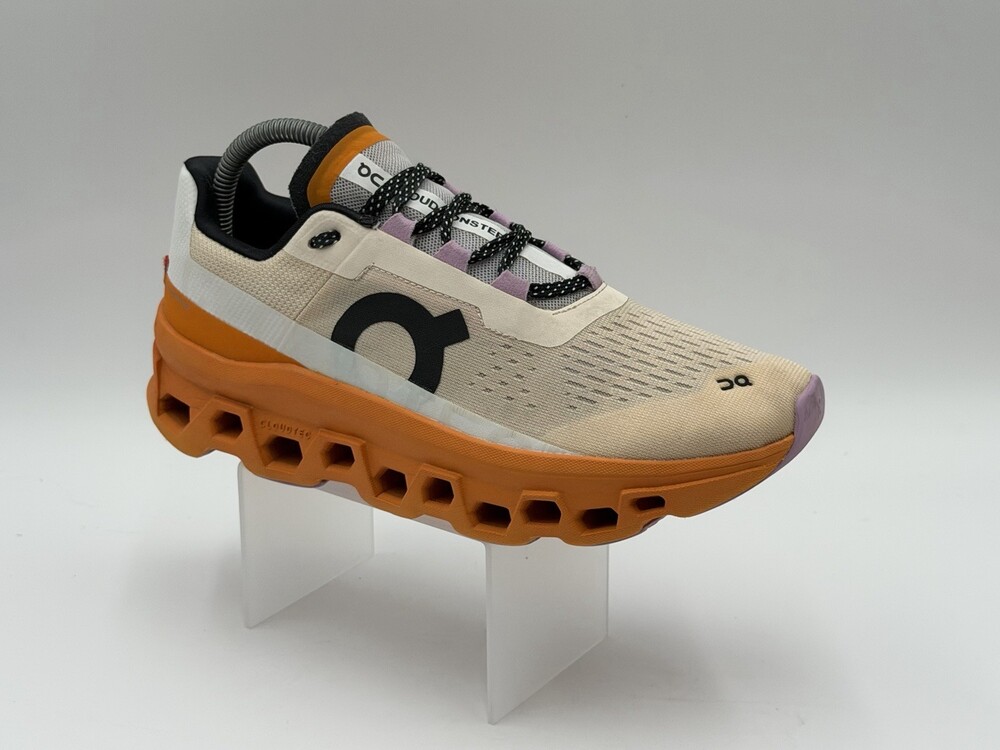 On Cloudmonster Women’s Size 8.5 Road Running Shoes Fawn Turmeric White/Orange